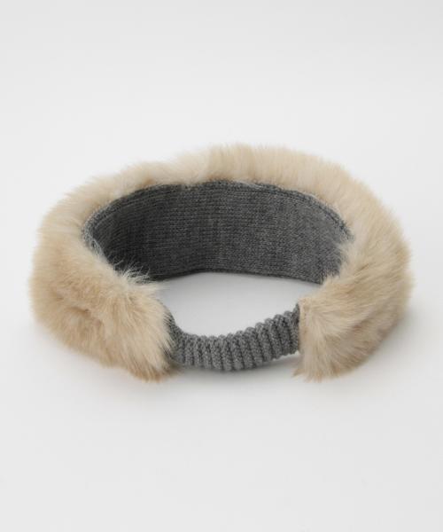 BEAMS BOY（ビームスボーイ）の「Cableami×BEAMS BOY / ファー ヘアバンド 15FW（ヘアバンド・レディース・グレー/ネイビー・ONE SIZE）」の5枚目の写真