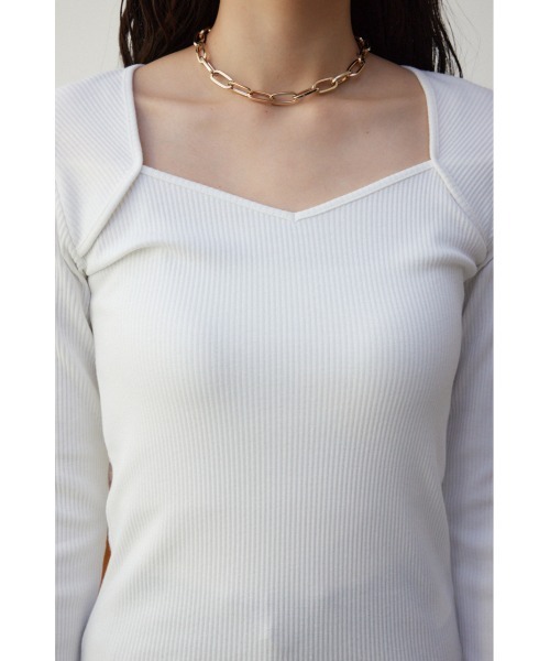 AZUL by moussy(アズールバイマウジー)の「ダイヤネック長袖リブトップス(Tシャツ/カットソー・レディース・ブラック/グレー/オフホワイト・SMALL/MEDIUM)」の10枚目の写真