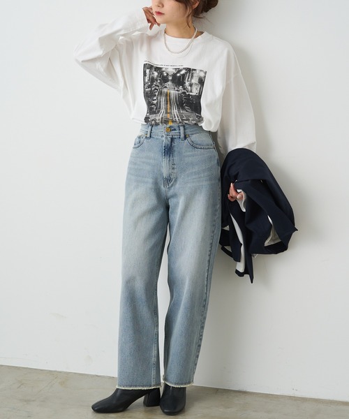 PUAL CE CIN（ピュアルセシン）の「フォトプリントロングスリーブカットソー（Tシャツ/カットソー・レディース・ホワイト系その他/ホワイト系その他2・FREE）」の7枚目の写真