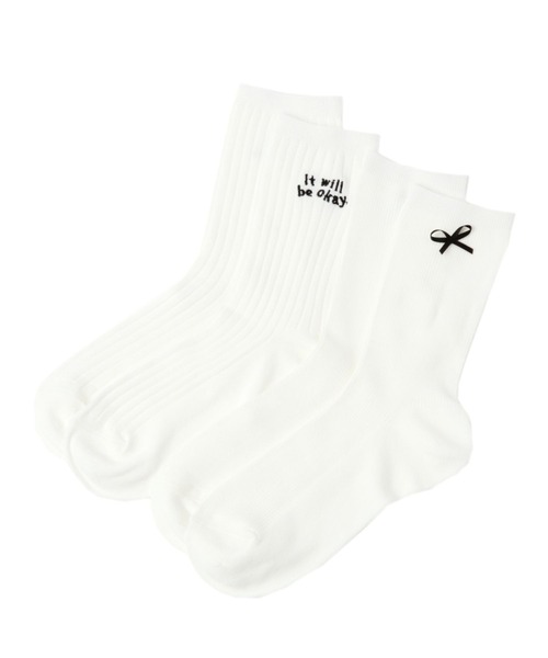 niko and...（ニコアンド）の「オリジナルロゴリボン2Pソックス（ソックス/靴下・レディース・アイボリー/ホワイト・FREE）」の2枚目の写真