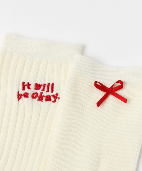 niko and...（ニコアンド）の「オリジナルロゴリボン2Pソックス（ソックス/靴下・レディース・アイボリー/ホワイト・FREE）」の9枚目の写真