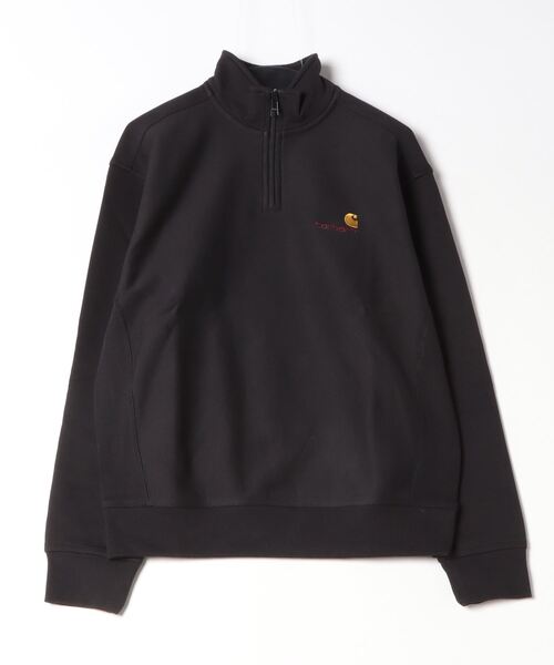 Carhartt WIP（カーハートダブリューアイピー）の「HALF ZIP AMERICAN SCRIPT SWEATSHIRT（スウェット・メンズ・アッシュグレー/ブラック/ブラウン/キナリ・MEDIUM/LARGE/X-LARGE/SMALL）」の2枚目の写真