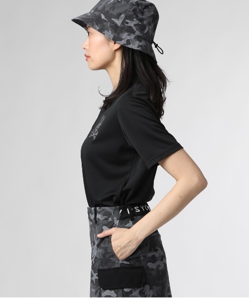 Psycho Bunny（サイコバニー）の「[GOLF][WOMEN]ワンポイントカモバニー ヘンリーネックTシャツ（Tシャツ/カットソー・レディース・ネイビー/ライトブルー/ブラック・1/2）」の21枚目の写真