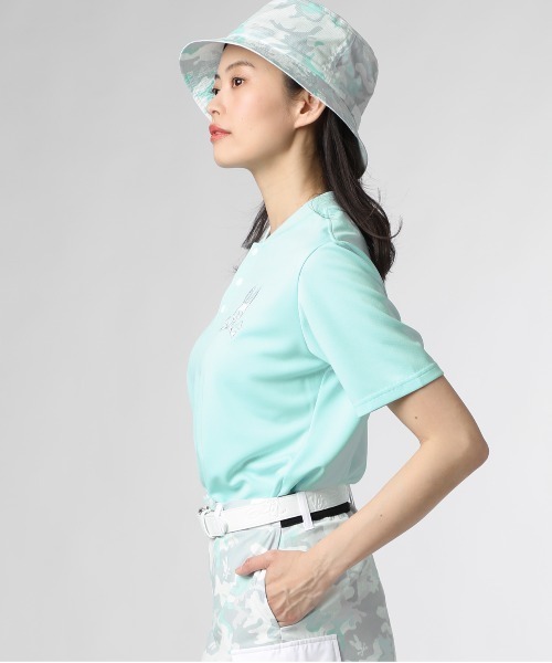 Psycho Bunny（サイコバニー）の「[GOLF][WOMEN]ワンポイントカモバニー ヘンリーネックTシャツ（Tシャツ/カットソー・レディース・ネイビー/ライトブルー/ブラック・1/2）」の17枚目の写真