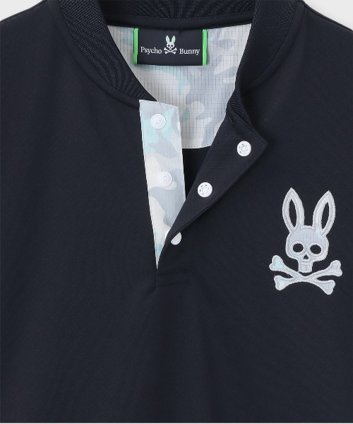 Psycho Bunny（サイコバニー）の「[GOLF][WOMEN]ワンポイントカモバニー ヘンリーネックTシャツ（Tシャツ/カットソー・レディース・ネイビー/ライトブルー/ブラック・1/2）」の5枚目の写真
