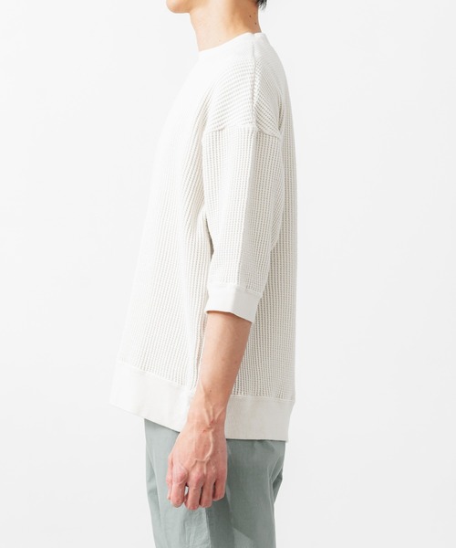quadro(クオドロ)の「ビッグワッフル6分袖クルーネックプルオーバー(Tシャツ/カットソー・メンズ・キナリ/チャコール/グリーン・MEDIUM/LARGE)」の16枚目の写真
