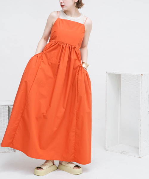 【セール】ギャザーポケットキャミワンピース（ワンピース）｜KBF（ケイビーエフ）