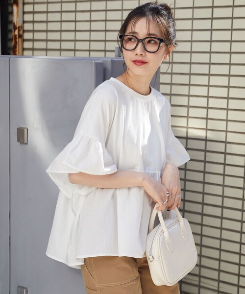 FREAK'S STORE(フリークスストア)の「限定展開 ピグメント 加工 ドッキング フリルトップス(Tシャツ/カットソー・レディース・オレンジ/ライトグレー/グリーン/オフホワイト/ブラック・フリ-)」の20枚目の写真