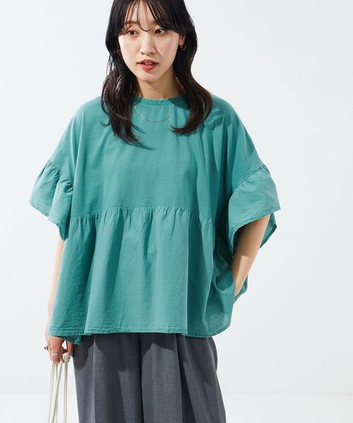 FREAK'S STORE(フリークスストア)の「限定展開 ピグメント 加工 ドッキング フリルトップス(Tシャツ/カットソー・レディース・オレンジ/ライトグレー/グリーン/オフホワイト/ブラック・フリ-)」の14枚目の写真