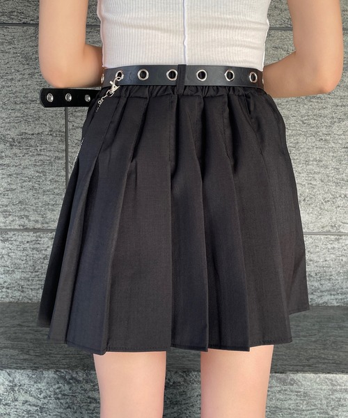 Figments（フィグメンツ）の「ベルト付きチェーンプリーツミニスカート（スカート・レディース・グレー/ブラック・FREE）」の3枚目の写真