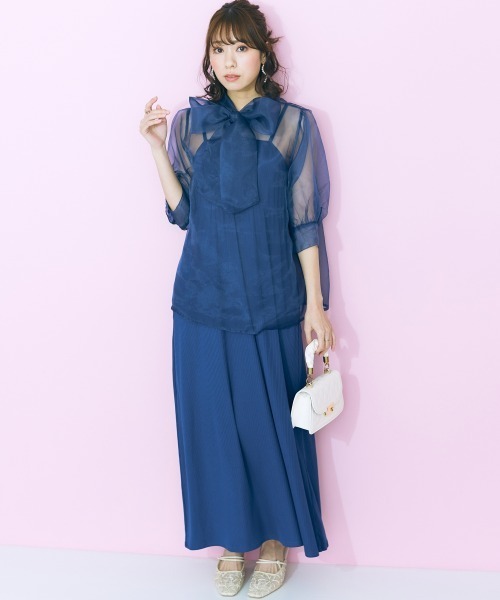 marun（マルン）の「＜大きいサイズ＞ ワンピース＋カーディガンセットアップ marun（ワンピース・レディース・ネイビー/ピンク/ライム・5L/4L/3L/LL/L）」の16枚目の写真