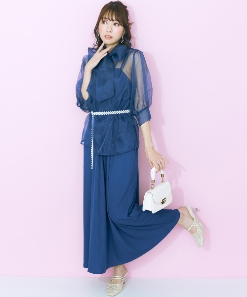 marun（マルン）の「＜大きいサイズ＞ ワンピース＋カーディガンセットアップ marun（ワンピース・レディース・ネイビー/ピンク/ライム・5L/4L/3L/LL/L）」の19枚目の写真