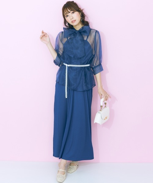 marun（マルン）の「＜大きいサイズ＞ ワンピース＋カーディガンセットアップ marun（ワンピース・レディース・ネイビー/ピンク/ライム・5L/4L/3L/LL/L）」の20枚目の写真