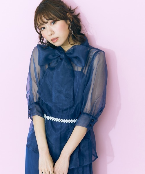 marun（マルン）の「＜大きいサイズ＞ ワンピース＋カーディガンセットアップ marun（ワンピース・レディース・ネイビー/ピンク/ライム・5L/4L/3L/LL/L）」の10枚目の写真