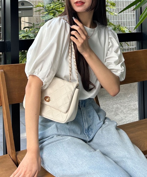 INGNI（イング）の「パフスリーブトップス（Tシャツ/カットソー・レディース・ブラック/オフホワイト/ピンク・M）」の4枚目の写真