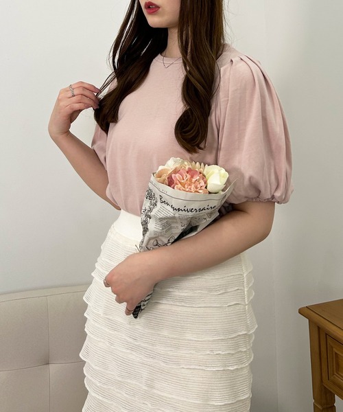 INGNI（イング）の「パフスリーブトップス（Tシャツ/カットソー・レディース・ブラック/オフホワイト/ピンク・M）」の14枚目の写真