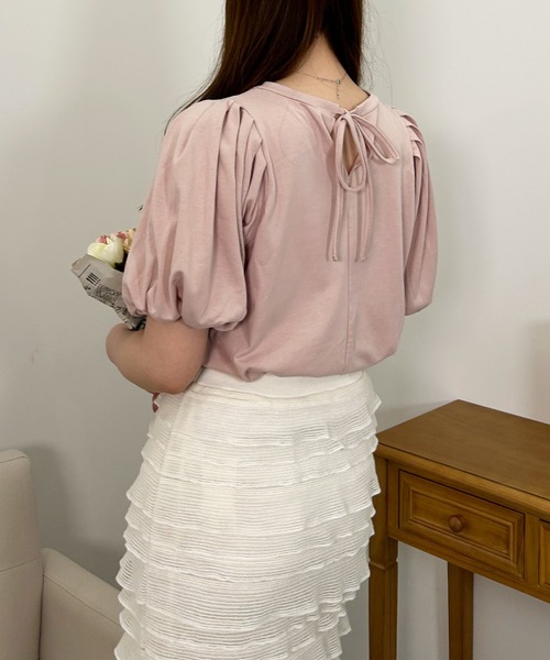 INGNI（イング）の「パフスリーブトップス（Tシャツ/カットソー・レディース・ブラック/オフホワイト/ピンク・M）」の16枚目の写真