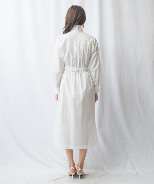 NARACAMICIE(ナラカミーチェ)の「【NARACAMICIE】スタンドカラーシャツワンピース(ワンピース・レディース・ホワイト/ブルー・M/XL)」の6枚目の写真