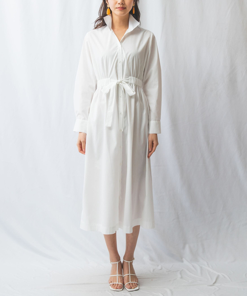 NARACAMICIE(ナラカミーチェ)の「【NARACAMICIE】スタンドカラーシャツワンピース(ワンピース・レディース・ホワイト/ブルー・M/XL)」の7枚目の写真