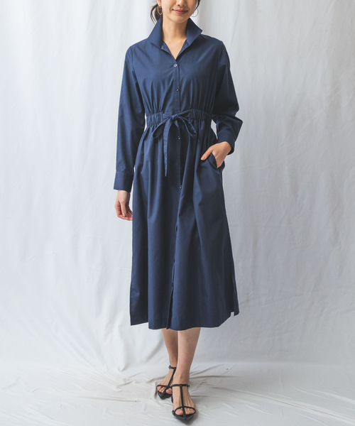 NARACAMICIE(ナラカミーチェ)の「【NARACAMICIE】スタンドカラーシャツワンピース(ワンピース・レディース・ホワイト/ブルー・M/XL)」の16枚目の写真
