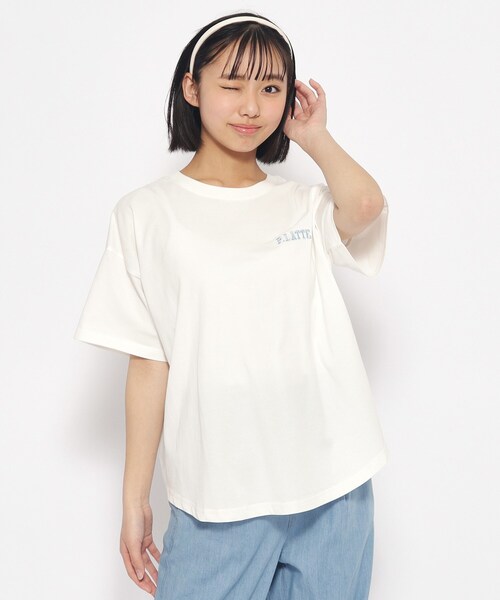 PINK-latte（ピンクラテ）の「◆【接触冷感】クマちゃんTシャツ（Tシャツ/カットソー・キッズ・ライトブルー/オフホワイト/ベージュ・13/14/15 /16）」の4枚目の写真