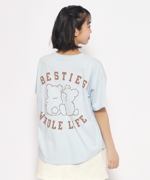 PINK-latte（ピンクラテ）の「◆【接触冷感】クマちゃんTシャツ（Tシャツ/カットソー・キッズ・ライトブルー/オフホワイト/ベージュ・13/14/15 /16）」の21枚目の写真