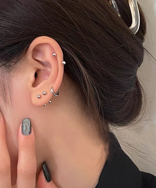 セール】バーベルデザインミニピアス/ペア(RO)（ピアス（両耳用