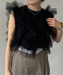 Thevon | チュールビスチェドッキングノースリプルオーバー(Tシャツ/カットソー)