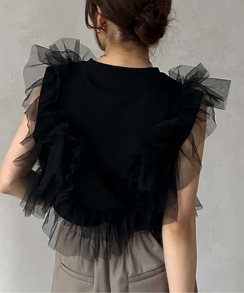 Thevon(ゼボン)の「チュールビスチェドッキングノースリプルオーバー(Tシャツ/カットソー・レディース・ブラック/グレー/オフホワイト/ブルー・FREE)」の16枚目の写真