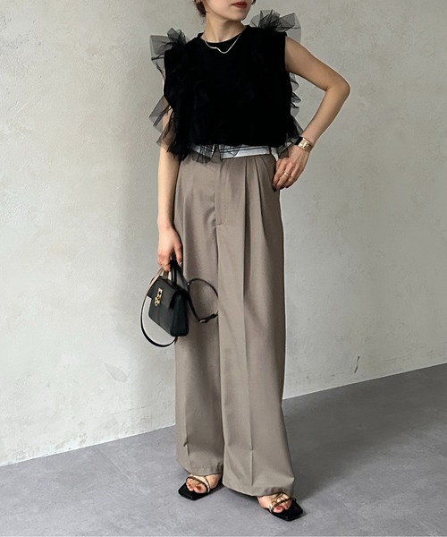 Thevon(ゼボン)の「チュールビスチェドッキングノースリプルオーバー(Tシャツ/カットソー・レディース・ブラック/グレー/オフホワイト/ブルー・FREE)」の19枚目の写真