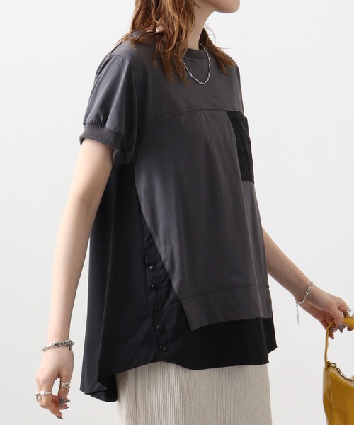 A.N.L(エーエヌエル レーベル)の「A.N.L 異素材切替カットソー(Tシャツ/カットソー・レディース・ブラック/オフホワイト/ブルー・38)」の3枚目の写真
