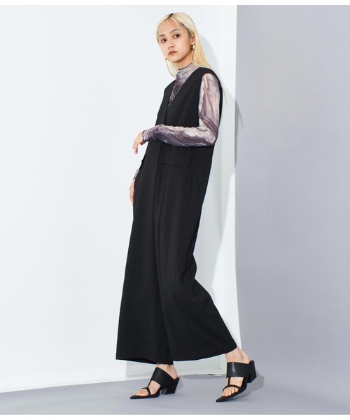 Settimissimo（セッティミッシモ）の「リネンライク ワイドオールインワン（ワンピース・レディース・ブラック/ベージュ・FREE）」の18枚目の写真