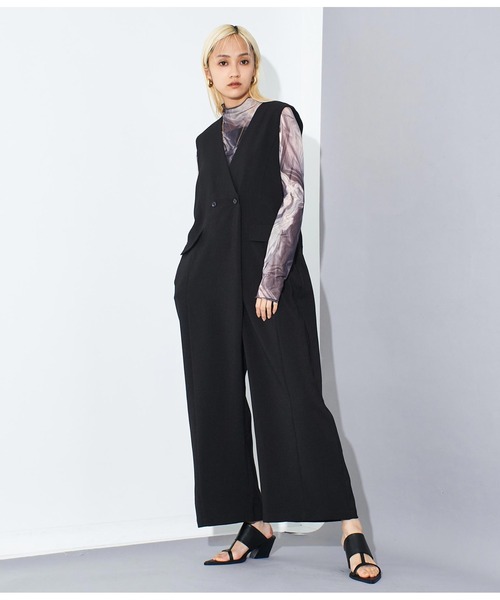 Settimissimo（セッティミッシモ）の「リネンライク ワイドオールインワン（ワンピース・レディース・ブラック/ベージュ・FREE）」の19枚目の写真