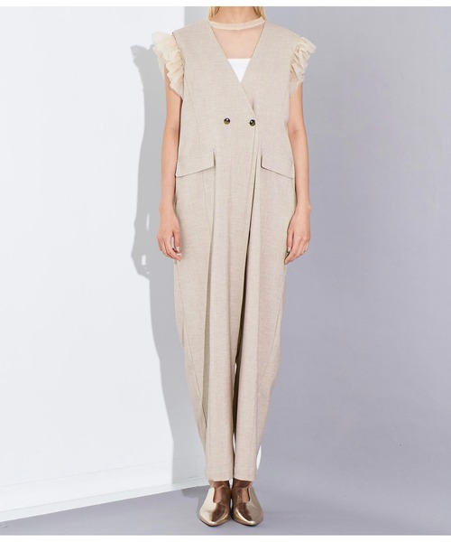 Settimissimo（セッティミッシモ）の「リネンライク ワイドオールインワン（ワンピース・レディース・ブラック/ベージュ・FREE）」の15枚目の写真