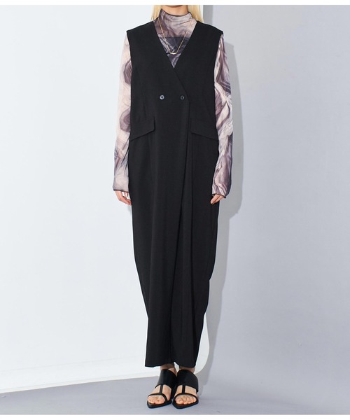 Settimissimo（セッティミッシモ）の「リネンライク ワイドオールインワン（ワンピース・レディース・ブラック/ベージュ・FREE）」の16枚目の写真