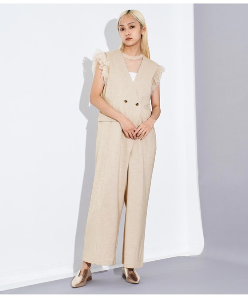 Settimissimo（セッティミッシモ）の「リネンライク ワイドオールインワン（ワンピース・レディース・ブラック/ベージュ・FREE）」の7枚目の写真