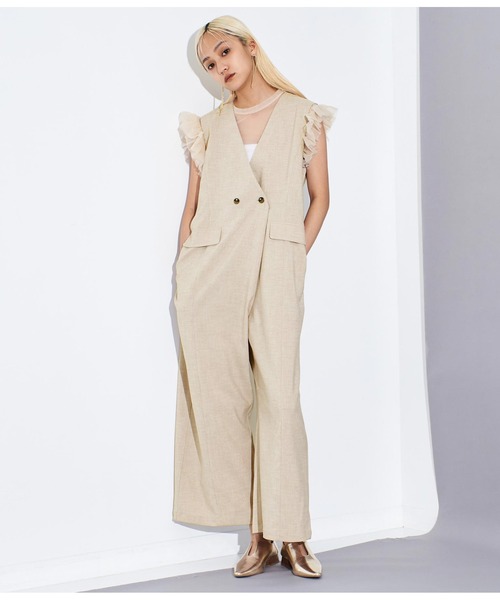 Settimissimo（セッティミッシモ）の「リネンライク ワイドオールインワン（ワンピース・レディース・ブラック/ベージュ・FREE）」の6枚目の写真