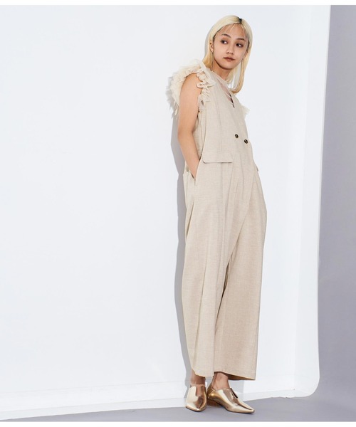 Settimissimo（セッティミッシモ）の「リネンライク ワイドオールインワン（ワンピース・レディース・ブラック/ベージュ・FREE）」の10枚目の写真