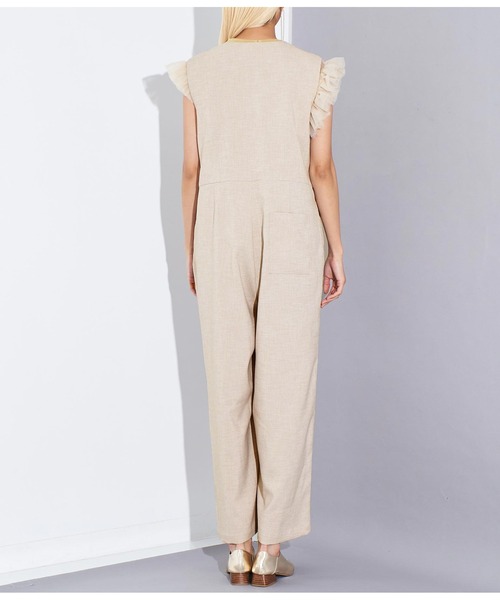 Settimissimo（セッティミッシモ）の「リネンライク ワイドオールインワン（ワンピース・レディース・ブラック/ベージュ・FREE）」の5枚目の写真