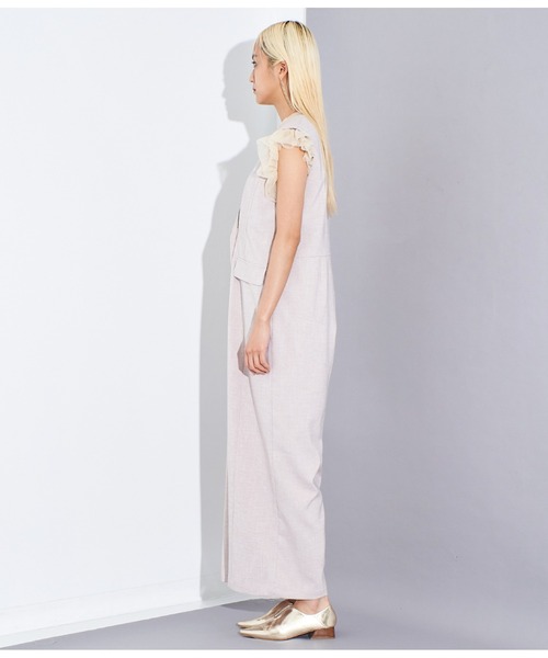 Settimissimo（セッティミッシモ）の「リネンライク ワイドオールインワン（ワンピース・レディース・ブラック/ベージュ・FREE）」の4枚目の写真