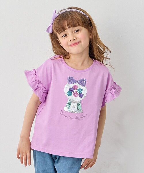 ANY（エニィ）の「接触冷感 しろくま ミラクルスパンコール Tシャツ（Tシャツ/カットソー・キッズ・ライラック系/ネイビー系/ライトイエロー系・100/130/120/110）」の2枚目の写真