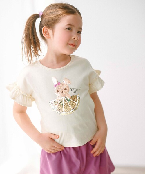 ANY（エニィ）の「接触冷感 しろくま ミラクルスパンコール Tシャツ（Tシャツ/カットソー・キッズ・ライラック系/ネイビー系/ライトイエロー系・100/130/120/110）」の6枚目の写真