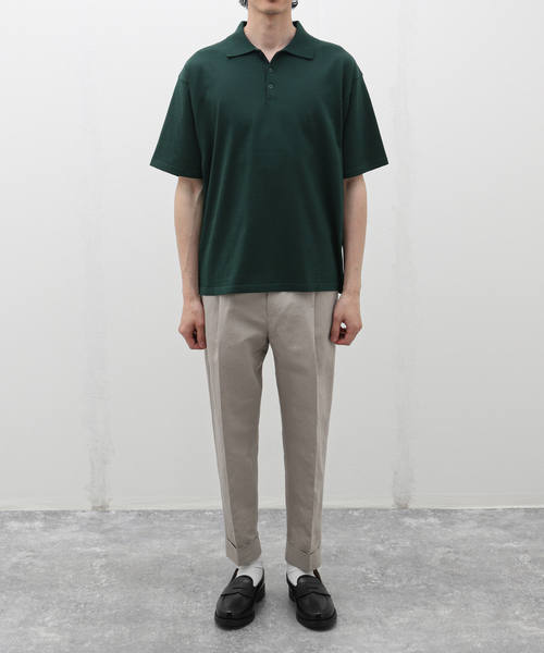 ATON(エイトン)の「ATON (エイトン) FRESCA KNIT CREW P0L0 KNIT KRAGCM0401(ポロシャツ・メンズ・ブラック/グリーン・4/6)」の3枚目の写真