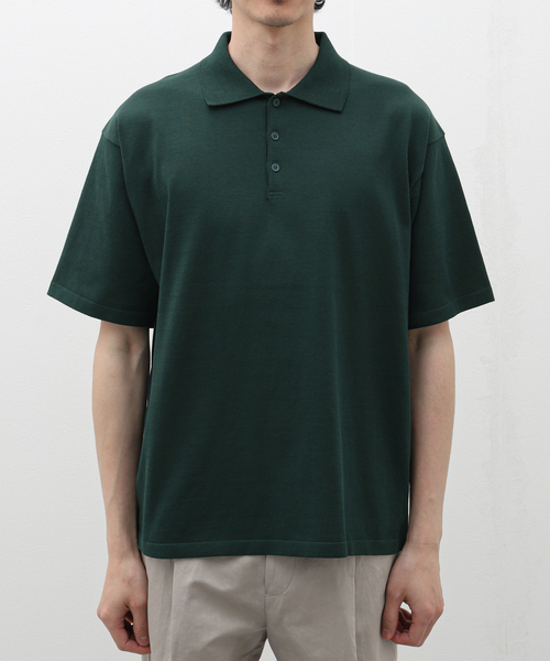 ATON(エイトン)の「ATON (エイトン) FRESCA KNIT CREW P0L0 KNIT KRAGCM0401(ポロシャツ・メンズ・ブラック/グリーン・4/6)」の4枚目の写真
