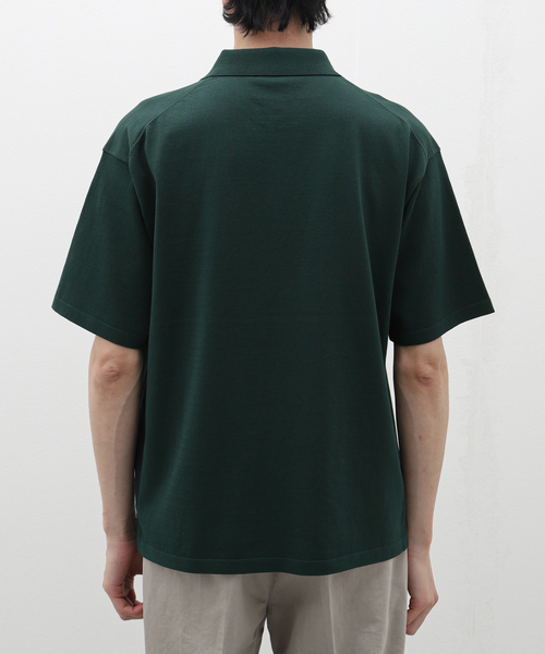 ATON(エイトン)の「ATON (エイトン) FRESCA KNIT CREW P0L0 KNIT KRAGCM0401(ポロシャツ・メンズ・ブラック/グリーン・4/6)」の6枚目の写真