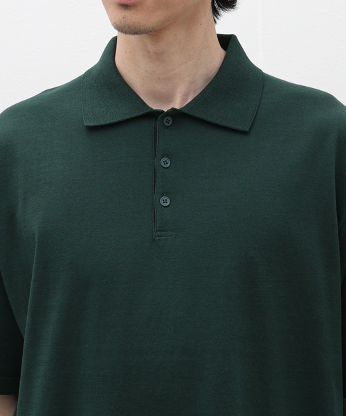 ATON(エイトン)の「ATON (エイトン) FRESCA KNIT CREW P0L0 KNIT KRAGCM0401(ポロシャツ・メンズ・ブラック/グリーン・4/6)」の7枚目の写真