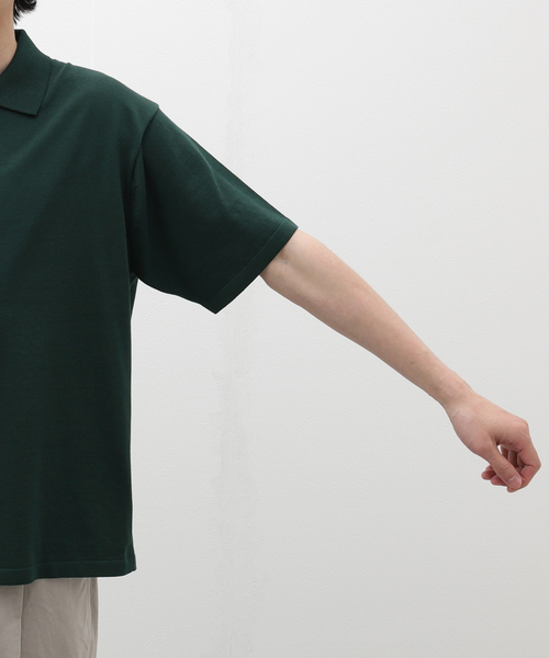 ATON(エイトン)の「ATON (エイトン) FRESCA KNIT CREW P0L0 KNIT KRAGCM0401(ポロシャツ・メンズ・ブラック/グリーン・4/6)」の9枚目の写真
