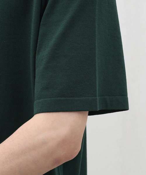 ATON(エイトン)の「ATON (エイトン) FRESCA KNIT CREW P0L0 KNIT KRAGCM0401(ポロシャツ・メンズ・ブラック/グリーン・4/6)」の10枚目の写真
