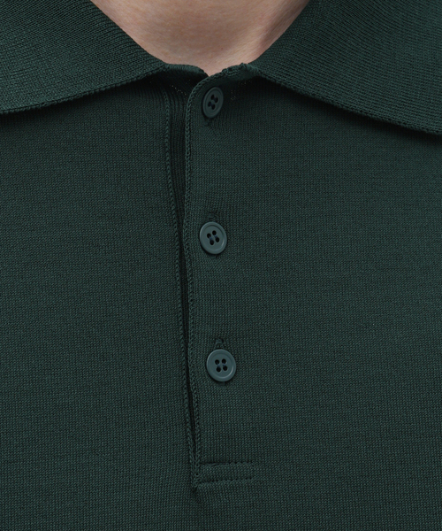 ATON(エイトン)の「ATON (エイトン) FRESCA KNIT CREW P0L0 KNIT KRAGCM0401(ポロシャツ・メンズ・ブラック/グリーン・4/6)」の11枚目の写真