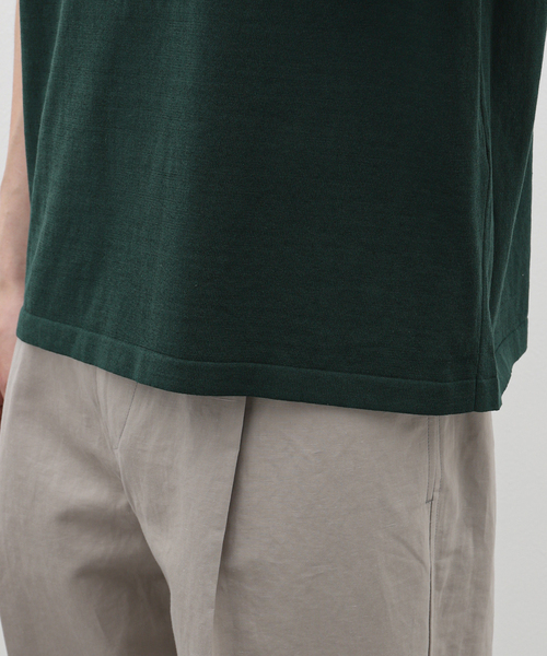 ATON(エイトン)の「ATON (エイトン) FRESCA KNIT CREW P0L0 KNIT KRAGCM0401(ポロシャツ・メンズ・ブラック/グリーン・4/6)」の12枚目の写真